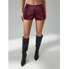 image:imageFloerns Womens Y2k Mini Shorts Zip Up Low Waist PU Leather Hot PantsBurgundy