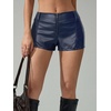 image:imageFloerns Womens Y2k Mini Shorts Zip Up Low Waist PU Leather Hot PantsDark Blue