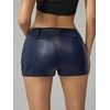 image:imageFloerns Womens Y2k Mini Shorts Zip Up Low Waist PU Leather Hot PantsDark Blue