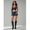 image:imageFloerns Womens Y2k Mini Shorts Zip Up Low Waist PU Leather Hot PantsDark Blue