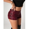 image:imageFloerns Womens Y2k Mini Shorts Zip Up Low Waist PU Leather Hot PantsMaroon