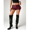 image:imageFloerns Womens Y2k Mini Shorts Zip Up Low Waist PU Leather Hot PantsMaroon