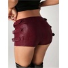image:imageFloerns Womens Y2k Mini Shorts Zip Up Low Waist PU Leather Hot PantsMaroon