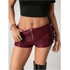 image:imageFloerns Womens Y2k Mini Shorts Zip Up Low Waist PU Leather Hot PantsMaroon