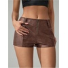 image:imageFloerns Womens Y2k Mini Shorts Zip Up Low Waist PU Leather Hot PantsMocha Brown