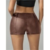 image:imageFloerns Womens Y2k Mini Shorts Zip Up Low Waist PU Leather Hot PantsMocha Brown
