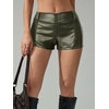 image:imageFloerns Womens Y2k Mini Shorts Zip Up Low Waist PU Leather Hot PantsOlive Green