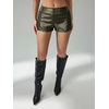 image:imageFloerns Womens Y2k Mini Shorts Zip Up Low Waist PU Leather Hot PantsOlive Green