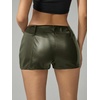 image:imageFloerns Womens Y2k Mini Shorts Zip Up Low Waist PU Leather Hot PantsOlive Green