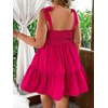 image:imageWomens Plus Size Tie Shoulder Smocked Sundress Ruffle Straps Vacation Flowy Shorts DressHot Pink