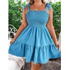 image:imageWomens Plus Size Tie Shoulder Smocked Sundress Ruffle Straps Vacation Flowy Shorts DressMint Blue