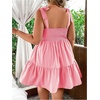 image:imageWomens Plus Size Tie Shoulder Smocked Sundress Ruffle Straps Vacation Flowy Shorts DressPale Pink