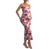 image:imageFloerns Women Floral Strapless Bodycon Long Maternity Wedding Guest DressesBurgundy Floral