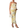image:imageFloerns Women Floral Strapless Bodycon Long Maternity Wedding Guest DressesYellow Green Floral