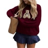 image:imageFloerns Womens Bear Sweater Cute Knit Pullover Tops Fall OutfitsBurgundy
