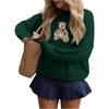 image:imageFloerns Womens Bear Sweater Cute Knit Pullover Tops Fall OutfitsGreen