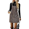 image:imageFloerns Womens Casual Tartan Print Zip Up Sleeveless Pinafore Overall DressKhaki
