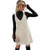 image:imageFloerns Womens Casual V Neck A Line Corduroy Pinafore Overall DressApricot