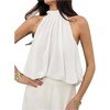 image:imageFloerns Womens Chiffon Bowknot Bubble Hem Sleeveless Halter Tank TopsWhite