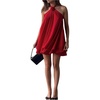 image:imageFloerns Womens Chiffon Halter Dress Layered Ruffle Sleeveless Backless Mini Loose DressesRed