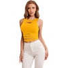 image:imageFloerns Womens Cut Out Sleeveless Punk Rock Solid Ripped Crop Tank TopYellow