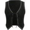 image:imageFloerns Womens Embroidery Cowgirl Vest Tie Front Waistcoat Vest JacketsBlack