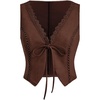 image:imageFloerns Womens Embroidery Cowgirl Vest Tie Front Waistcoat Vest JacketsCoffee Brown