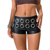 image:imageFloerns Womens Faux Suede Mini Shorts Low Rise Eyelet Rave Concert Outfits Micro ShortsBlack