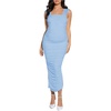 image:imageFloerns Womens Floral Maternity Dress Bodycon Fishtail Long PregnancyLight Blue