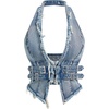 image:imageFloerns Womens Grunge Sleeveless Halter Backless Fringe Vest Denim TopsLight Wash