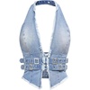 image:imageFloerns Womens Grunge Sleeveless Halter Backless Fringe Vest Denim TopsPale Blue