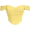 image:imageFloerns Womens Off Shoulder Short Sleeve Ruched Corset Crop Going Out TopYellow