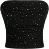 image:imageFloerns Womens Rhinestone Sleeveless Bandeau Party Corset Sequin Tube TopBlack