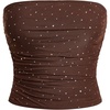 image:imageFloerns Womens Rhinestone Sleeveless Bandeau Party Corset Sequin Tube TopCoffee Brown
