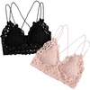 image:imageFloerns Womens Sexy Lace V Neck Criss Cross Back Bralette Crop TopLight Pink Black