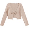 image:imageFloerns Womens Tie Front Long Sleeve Ribbed Knit Shrug Cardigan Crop TopA Khaki