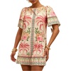 image:imageFloerns Womens Tropical Summer Dresses Puff Sleeve Crewneck Beach Vacation Tunic DressApricot
