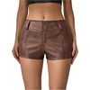 image:imageFloerns Womens Y2k Mini Shorts Zip Up Low Waist PU Leather Hot PantsMocha Brown