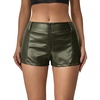 image:imageFloerns Womens Y2k Mini Shorts Zip Up Low Waist PU Leather Hot PantsOlive Green