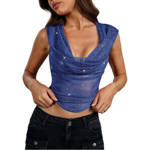 image:imageFloerns Rave Outfits for Women Backless Hoodie Draped Halter Tank TopsBlue
