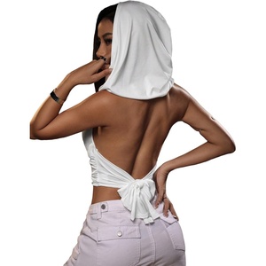 image:imageFloerns Rave Outfits for Women Backless Hoodie Draped Halter Tank TopsWhite