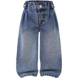 image:imageFloerns Toddler Girls Wide Leg Elastic Waist Button Baggy JeansMedium Wash