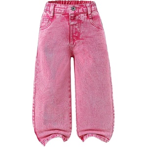 image:imageFloerns Toddler Girls Wide Leg Elastic Waist Button Baggy JeansPink