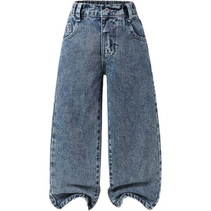 image:imageFloerns Toddler Girls Wide Leg Elastic Waist Button Baggy JeansVintage Blue