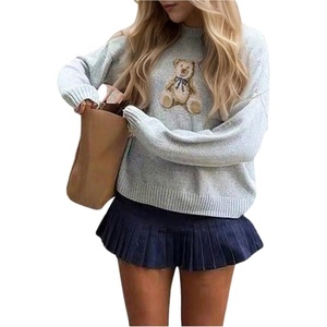 image:imageFloerns Womens Bear Sweater Cute Knit Pullover Tops Fall OutfitsGrey