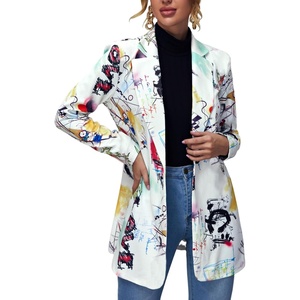 image:imageFloerns Womens Casual Long Sleeve Graphic Colorful Blazer Work Suit JacketA Multi 1