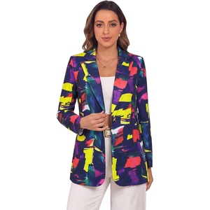 image:imageFloerns Womens Casual Long Sleeve Graphic Colorful Blazer Work Suit JacketAbstract Multi