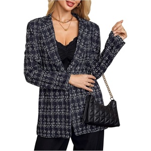 image:imageFloerns Womens Casual Long Sleeve Graphic Colorful Blazer Work Suit JacketBlack Plaid