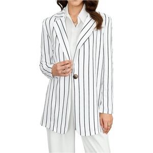 image:imageFloerns Womens Casual Long Sleeve Graphic Colorful Blazer Work Suit JacketBlack and White Striped
