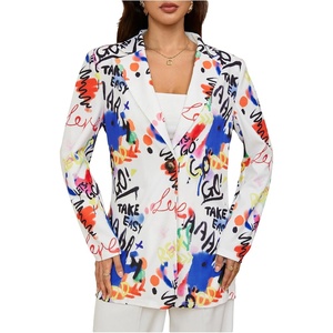 image:imageFloerns Womens Casual Long Sleeve Graphic Colorful Blazer Work Suit JacketGraffiti Multi